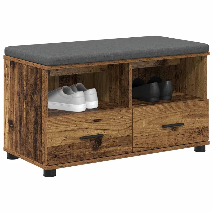 Banc d'entrée avec coussin Bois ancien 80 x 38 x 46 cm - 3