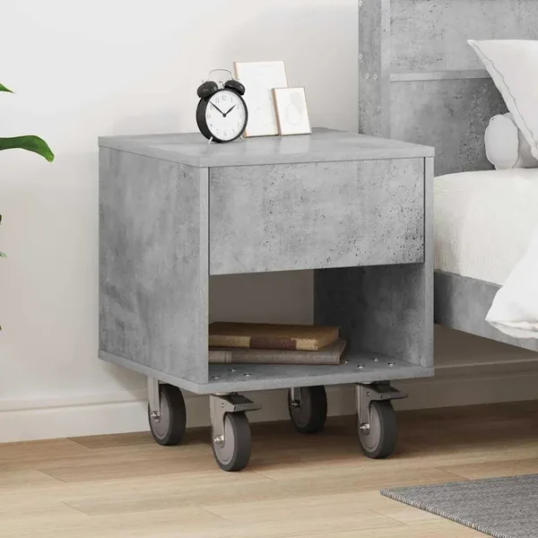 Table de chevet Gris béton 40,5 x 40 x 48 cm Bois d'ingénierie