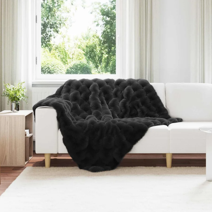 Couverture antidérapante en fausse de lapin Olite 4 pcs Noir