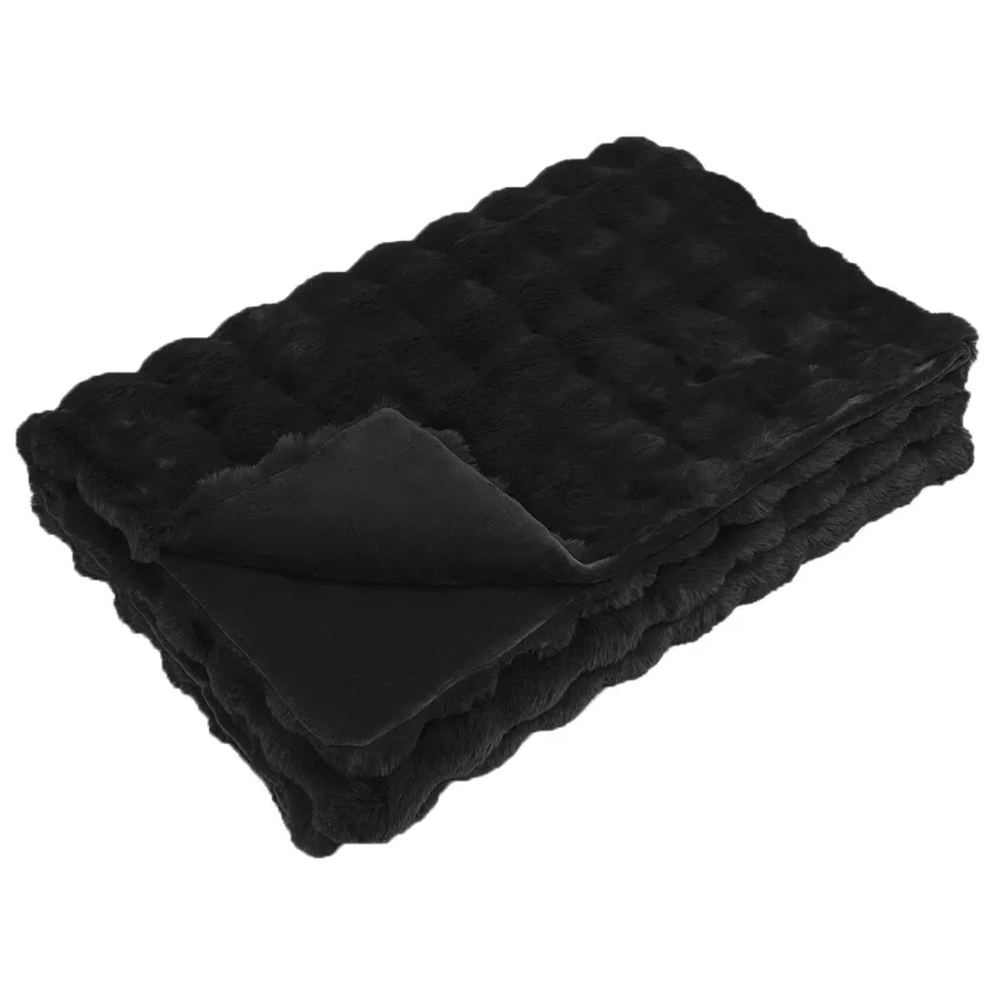 Couverture antidérapante en fausse de lapin Olite 4 pcs Noir - 5