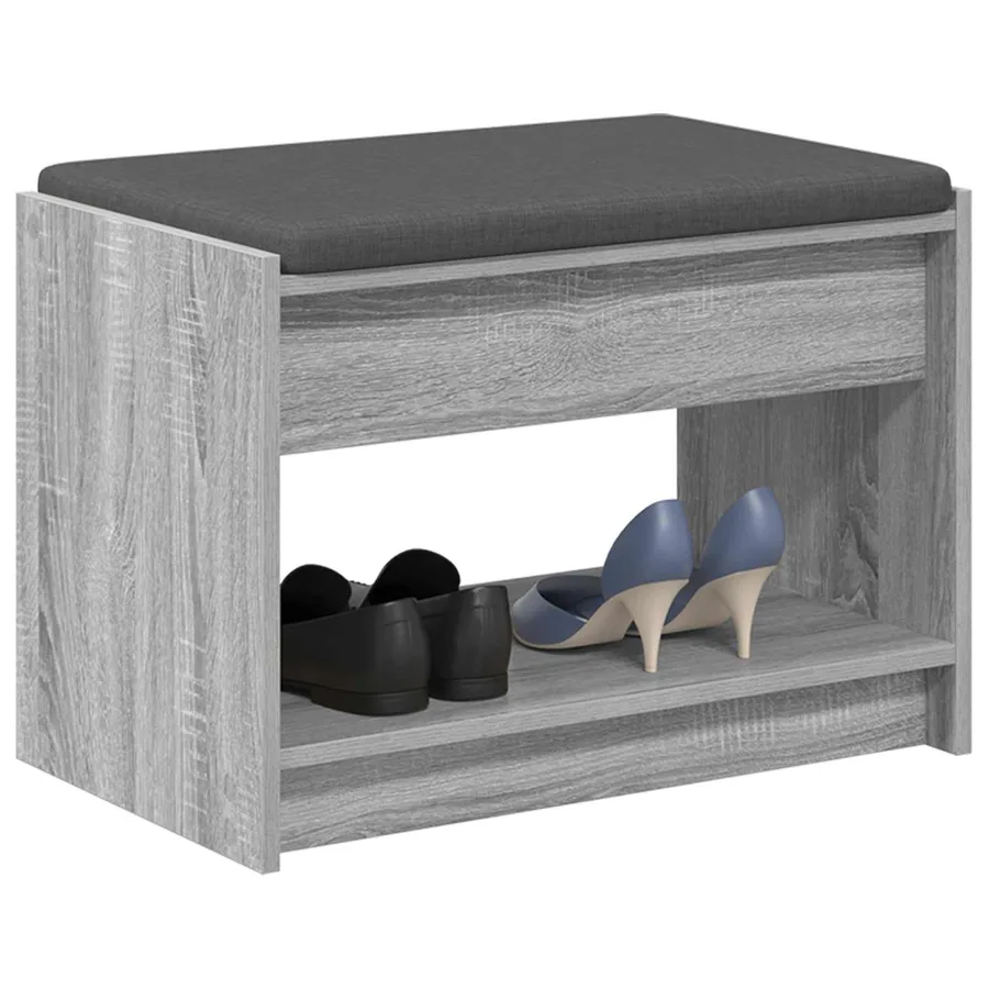 Banc d'entrée avec coussin Gris Sonoma 63 x 38 x 45 cm - 3