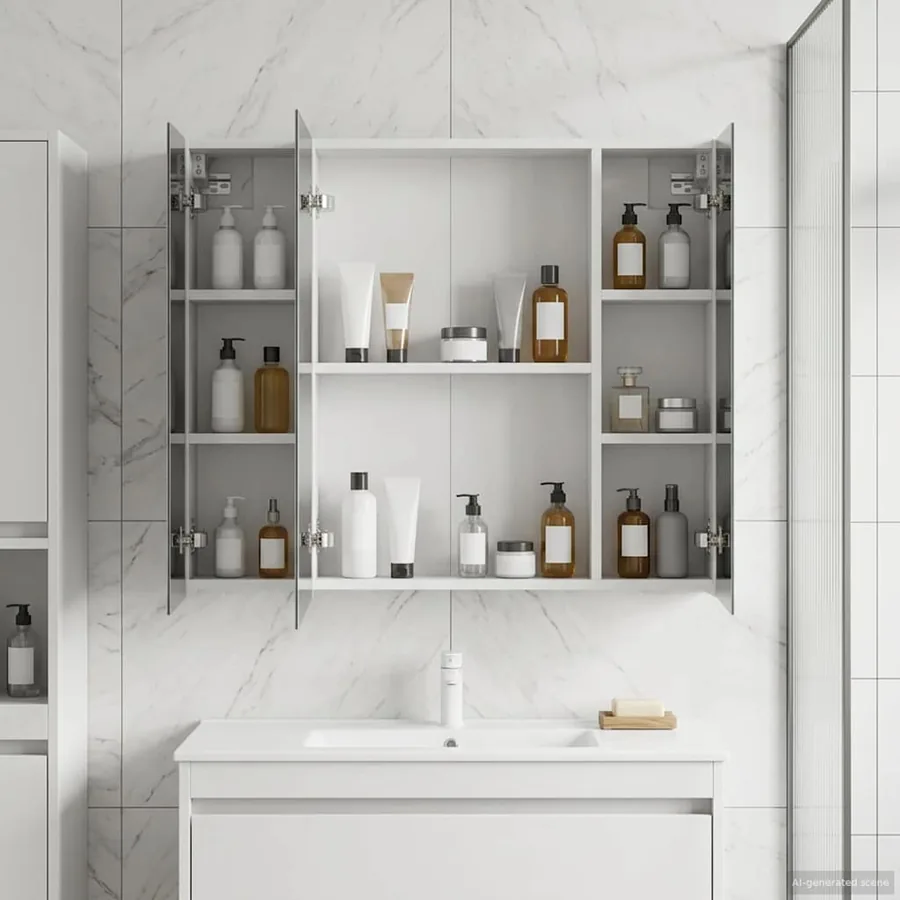 Armoire Miroir de Salle de Bain Blanc 80 x 14.5 x 70 cm