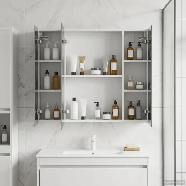 Armoire Miroir de Salle de Bain Blanc 80 x 14.5 x 70 cm