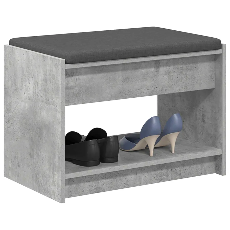 Banc d'entrée avec coussin Gris Béton 63 x 38 x 45 cm - 3