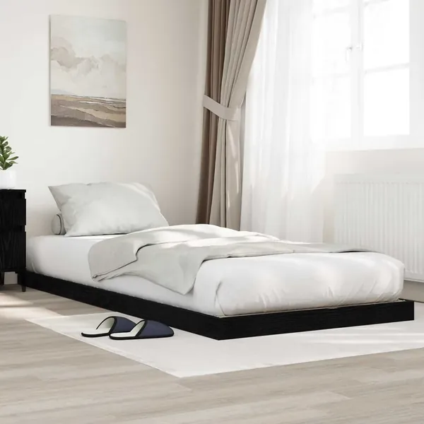 Cadre de lit surélevé Chêne noir 75 x 190 cm Bois d'ingénierie