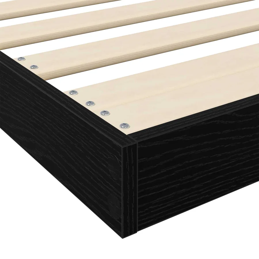 Cadre de lit surélevé Chêne noir 75 x 190 cm Bois d'ingénierie - 9
