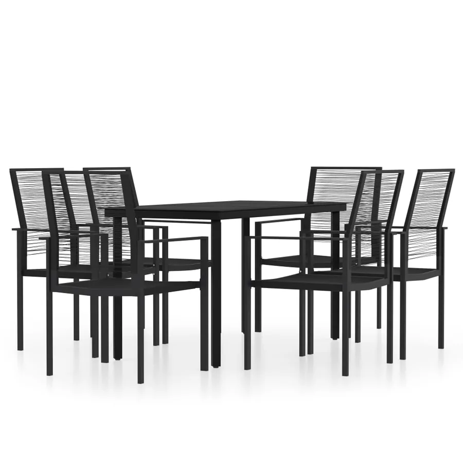 Ensemble à manger de jardin 7 pcs Noir - 2
