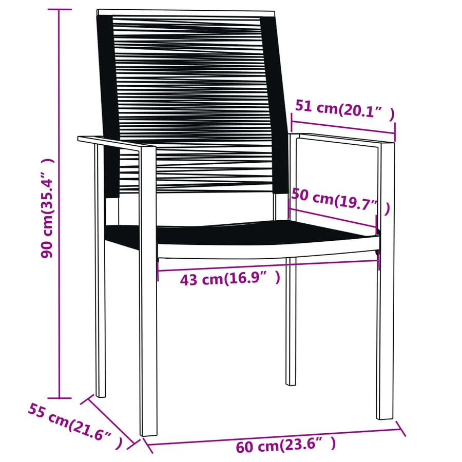 Ensemble à manger de jardin 7 pcs Noir - 7