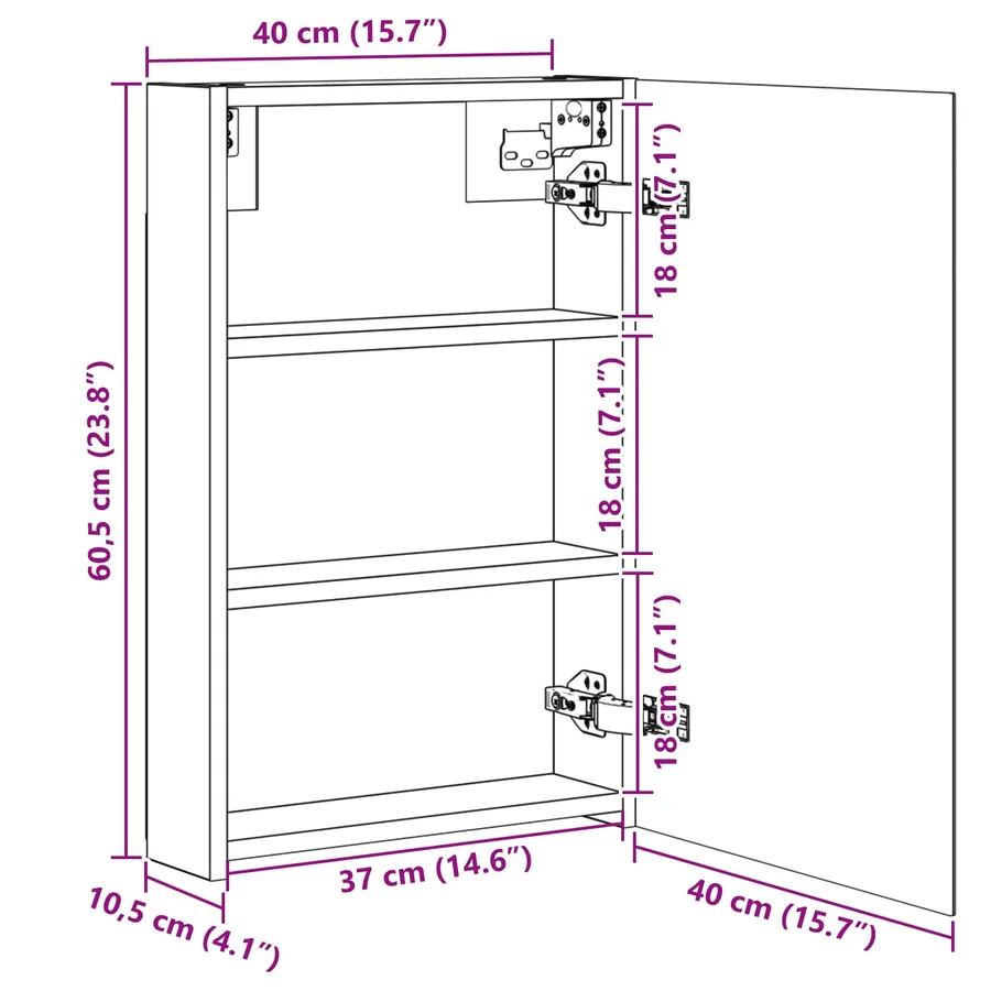 Armoire Miroir de Salle de Bain avec étagère Chêne Sonoma - 12