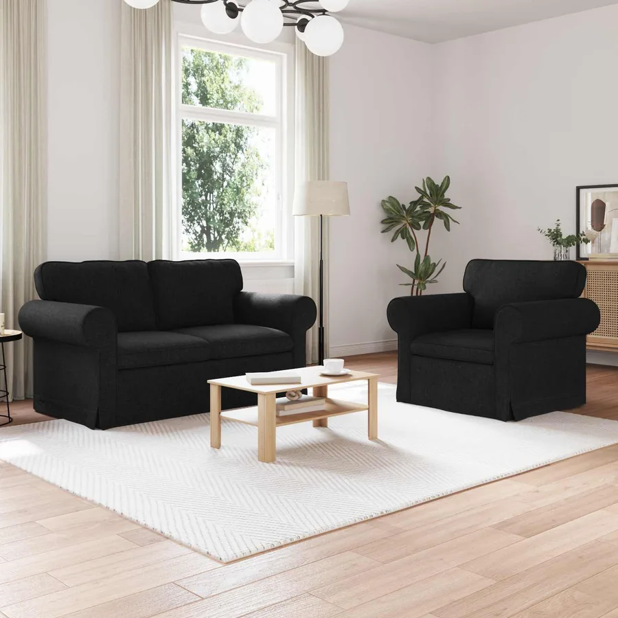 Ensemble de Canapés 2 pcs Noir 155 x 82 x 80 cm tissu