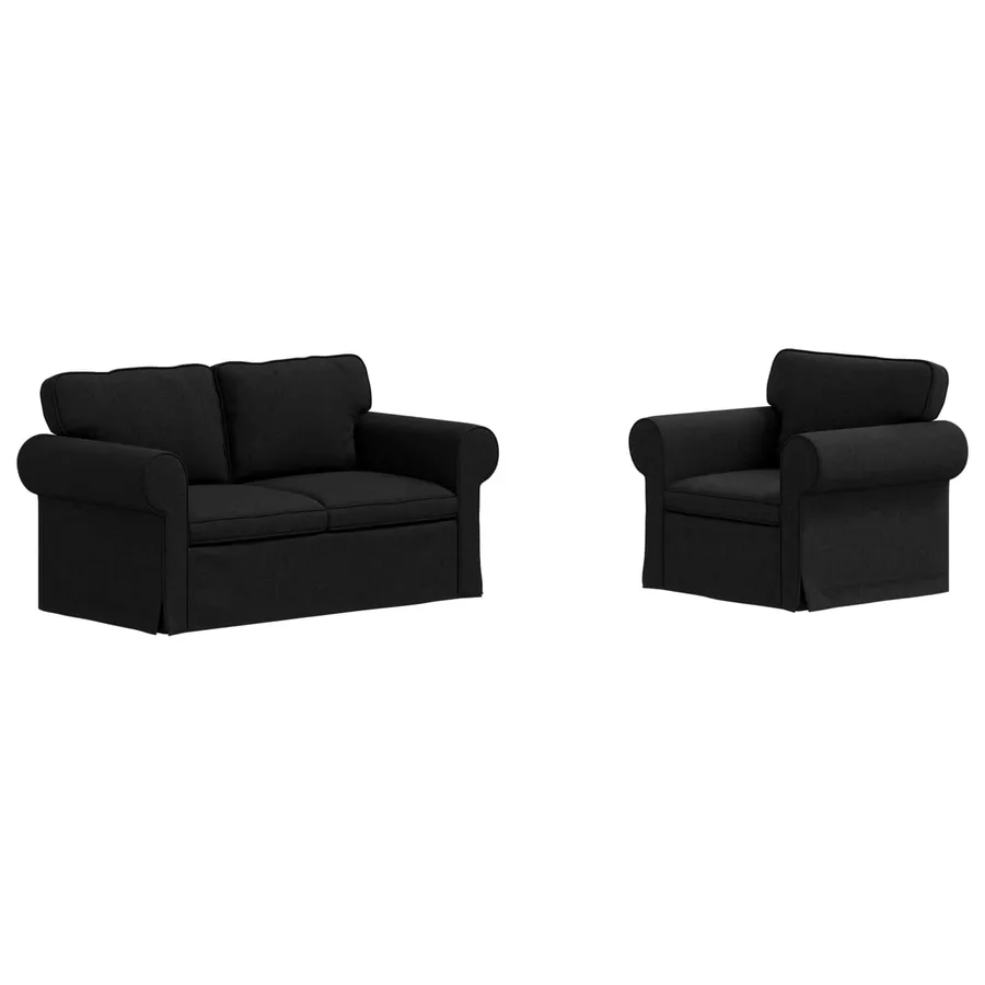 Ensemble de Canapés 2 pcs Noir 155 x 82 x 80 cm tissu - 2