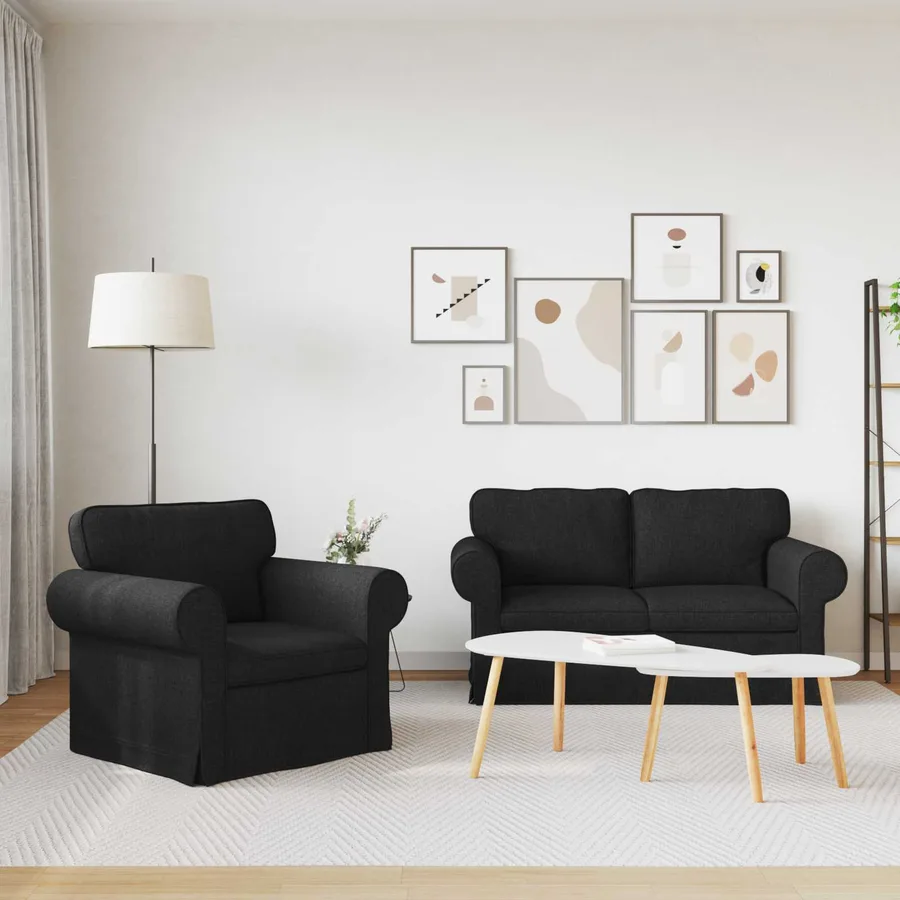 Ensemble de Canapés 2 pcs Noir 155 x 82 x 80 cm tissu - 3