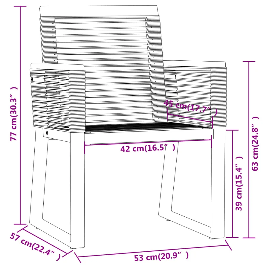 Ensemble à manger de jardin 7 pcs Noir - 7