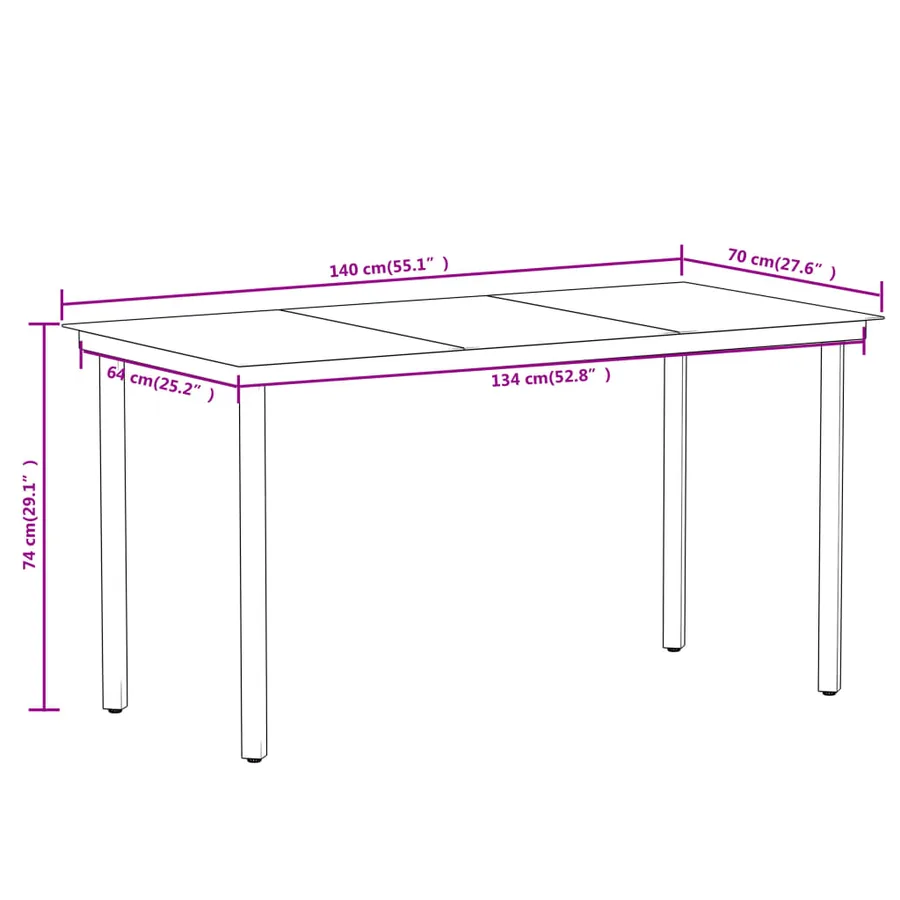Ensemble à manger de jardin 7 pcs Noir - 8