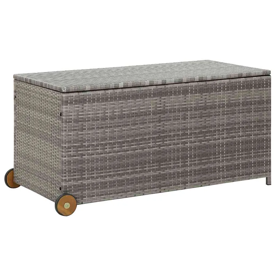 Boîte de rangement de jardin gris clair 120x65x61 cm rotin - 2