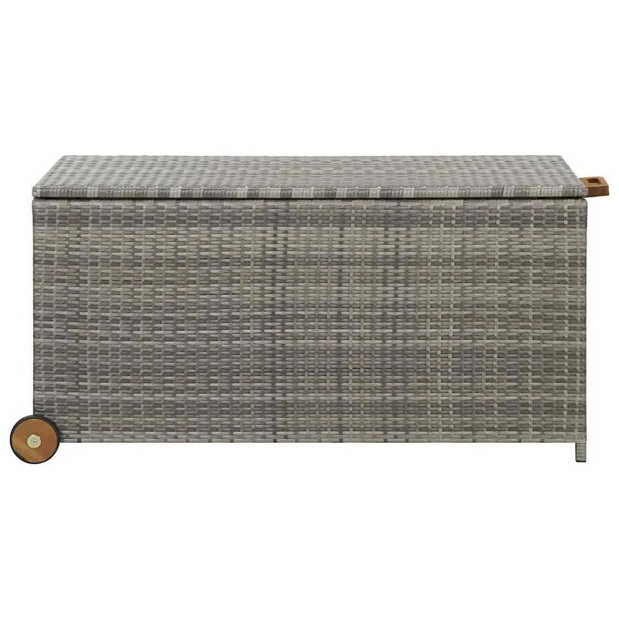 Boîte de rangement de jardin gris clair 120x65x61 cm rotin - 3