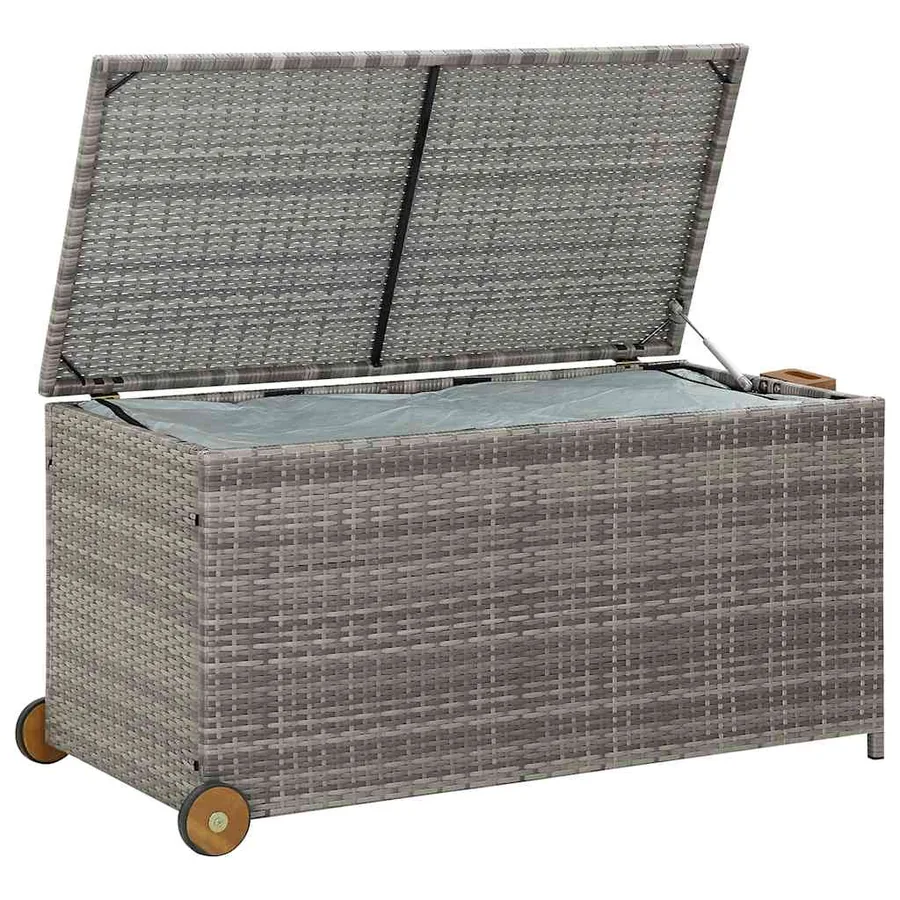 Garden storage box light grey 120x65x61 cm rattan - 4