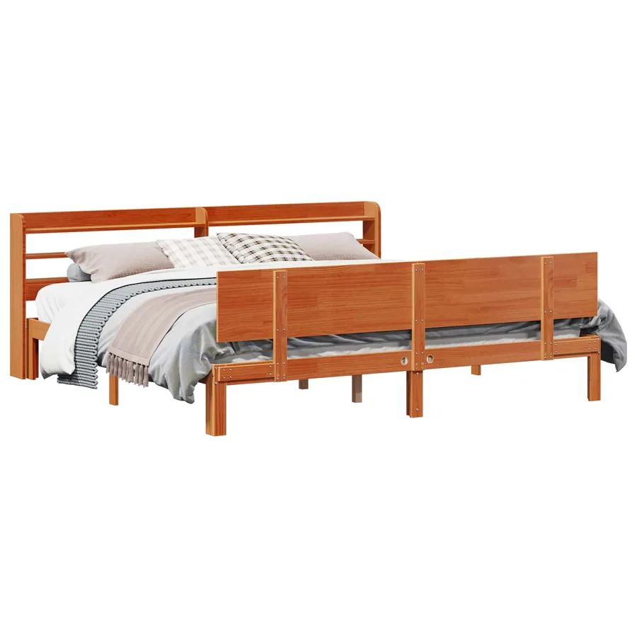 Cadre de lit avec stockage 2 pcs Cire marron Bois de Pin Massif - 2