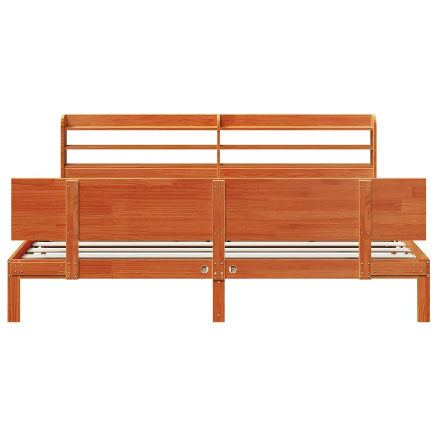 Cadre de lit avec stockage 2 pcs Cire marron Bois de Pin Massif - 6
