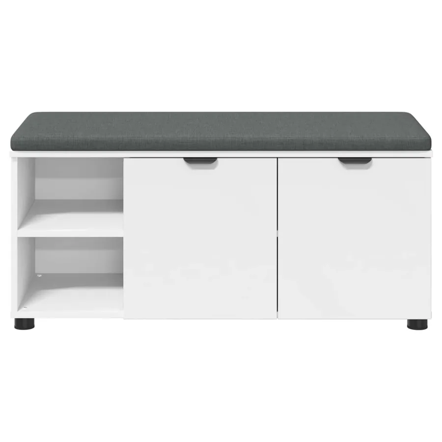 Banc d'entrée Blanc 100 x 38 x 46 cm Bois Ingénierie et Tissu - 6