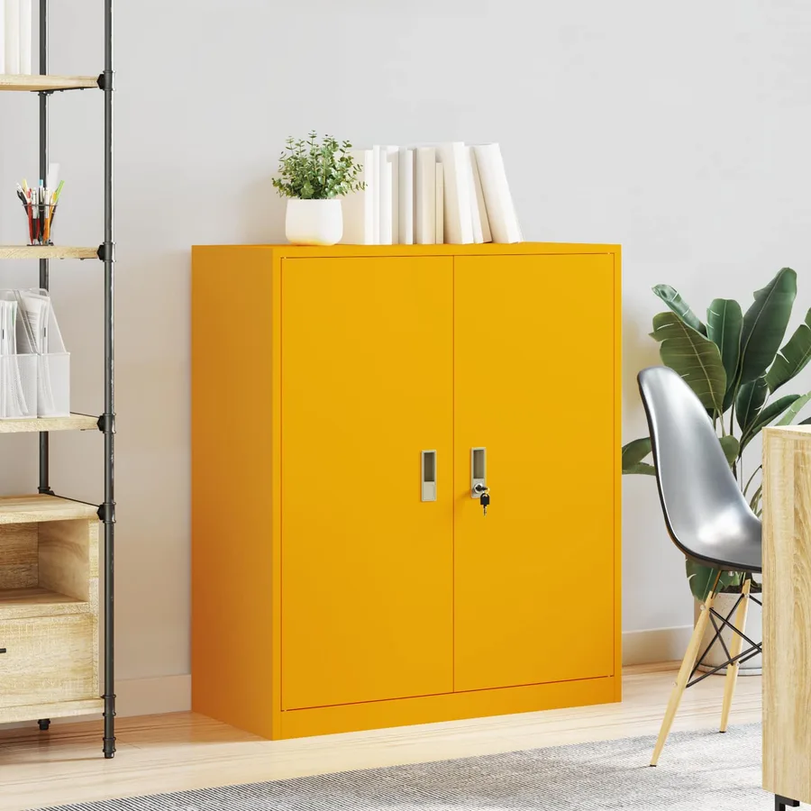Armoire de rangement Jaune moutarde 90 x 40 x 105 cm Acier - 4