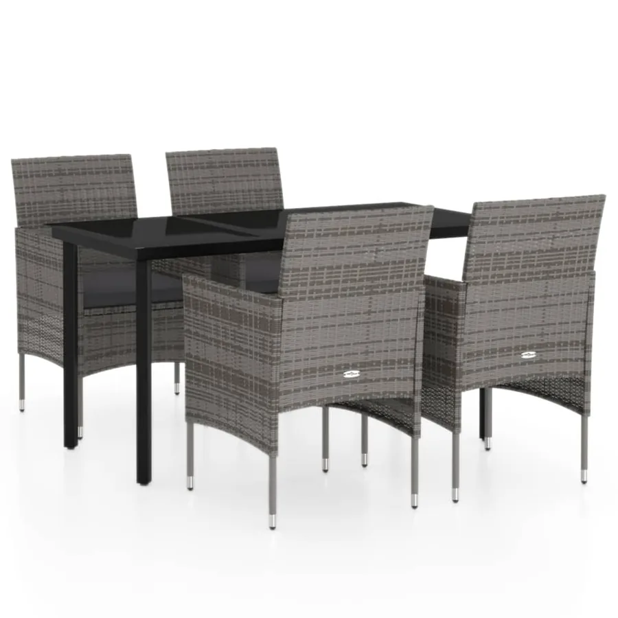 Ensemble à manger de jardin et coussins 5pcs Gris/noir - 2