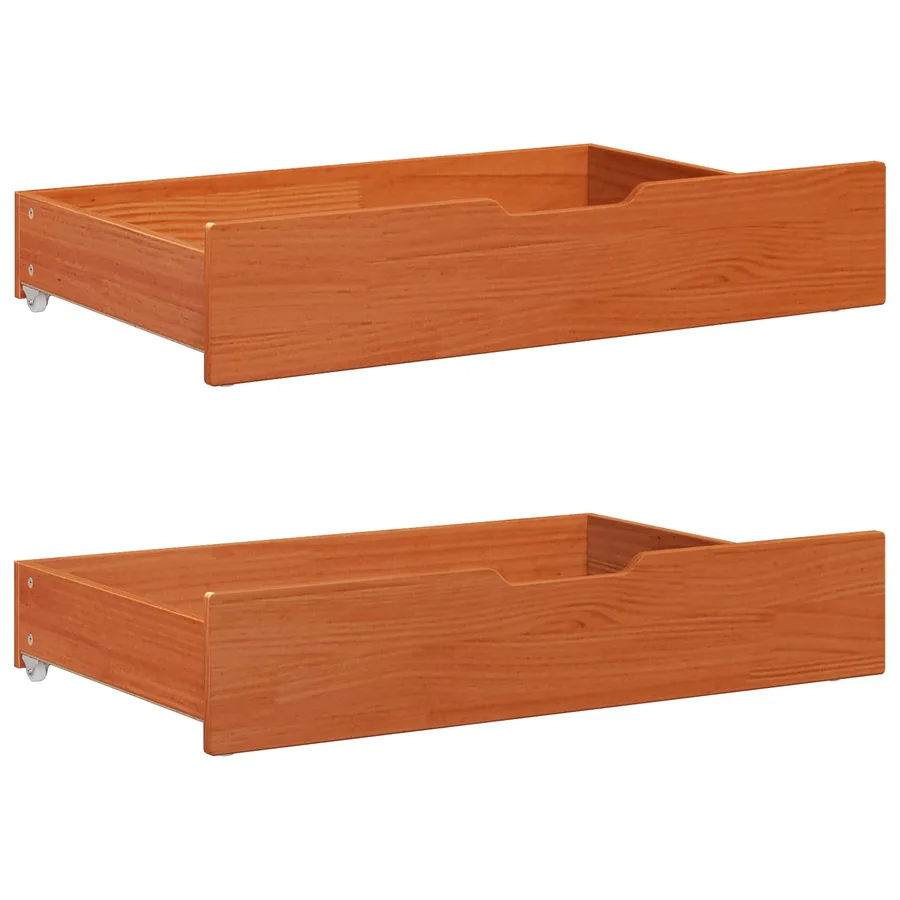 Cadre de lit avec tiroir 3 pcs Cire marron Bois de Pin Massif - 5