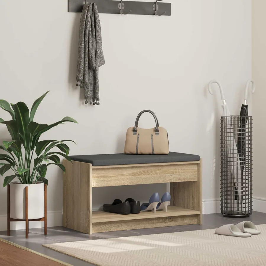 Banc d'entrée avec coussin Chêne Sonoma 83 x 38 x 45 cm