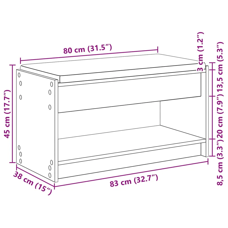 Banc d'entrée avec coussin Chêne Sonoma 83 x 38 x 45 cm - 11