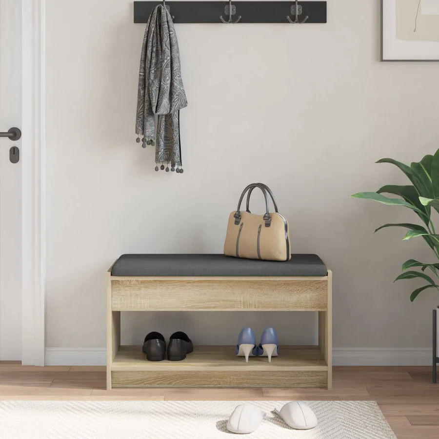 Banc d'entrée avec coussin Chêne Sonoma 83 x 38 x 45 cm - 4
