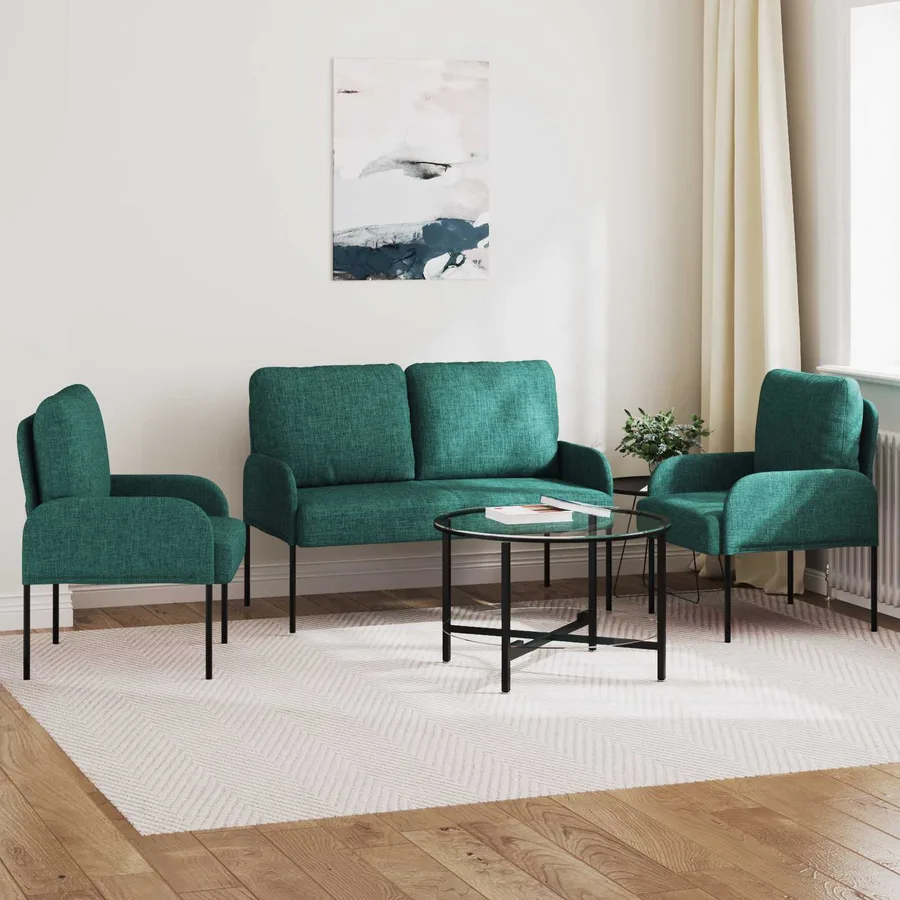 Ensembles de canapés 3 pcs Vert foncé 115 x 56 x 80 cm - 3