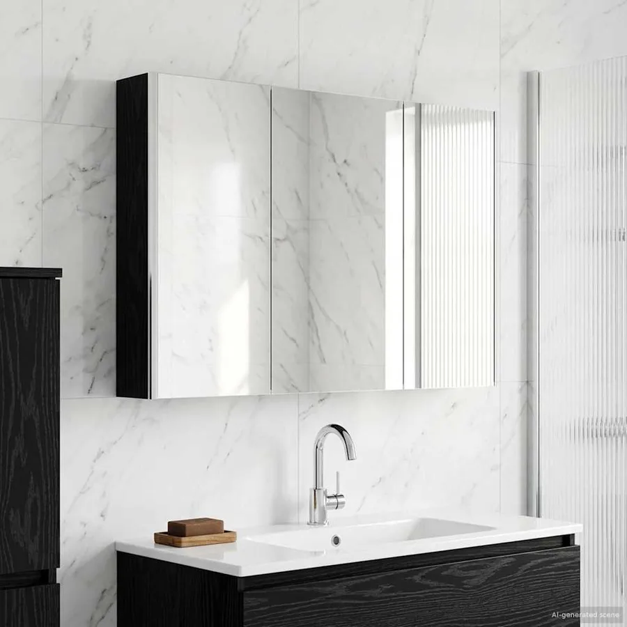 Armoire Miroir de Salle de Bain Chêne noir 103,5 x 15,5 x 70 cm - 4