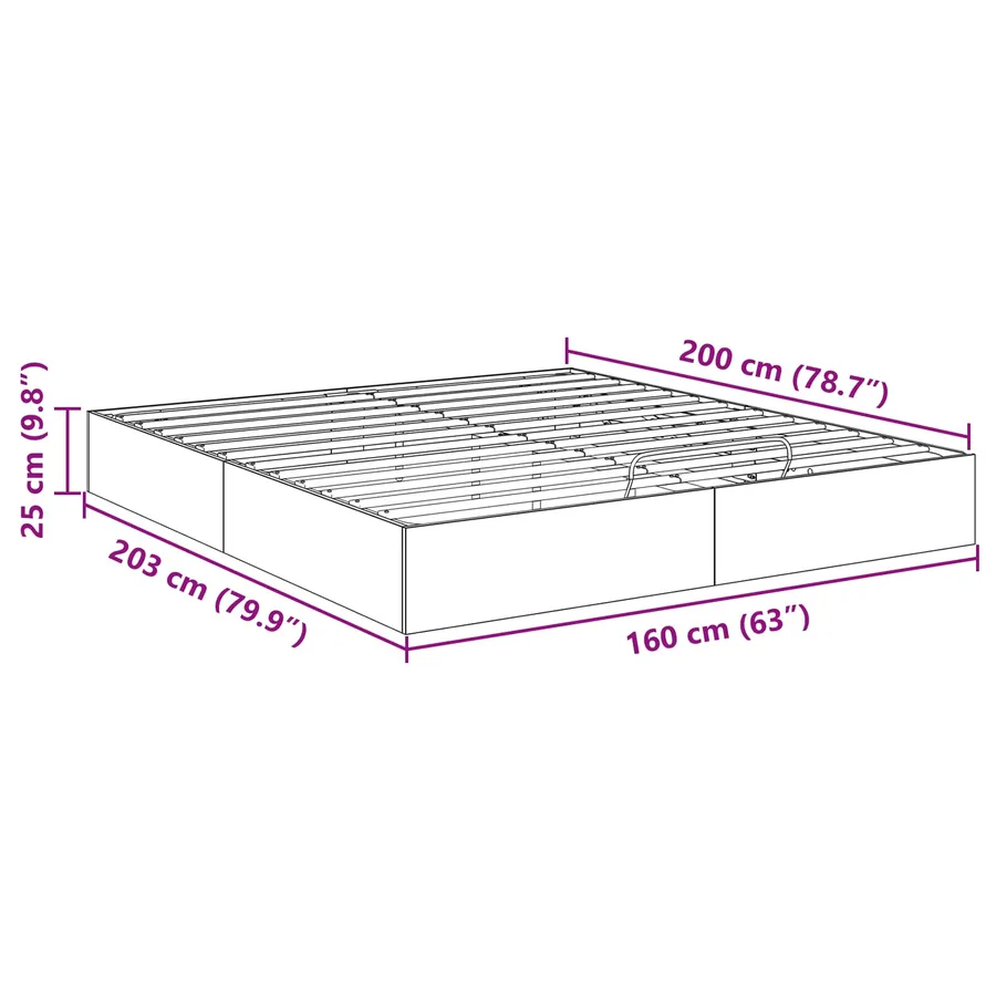Cadre de lit ottoman Gris Sonoma 203 x 160 x 25 cm - 11