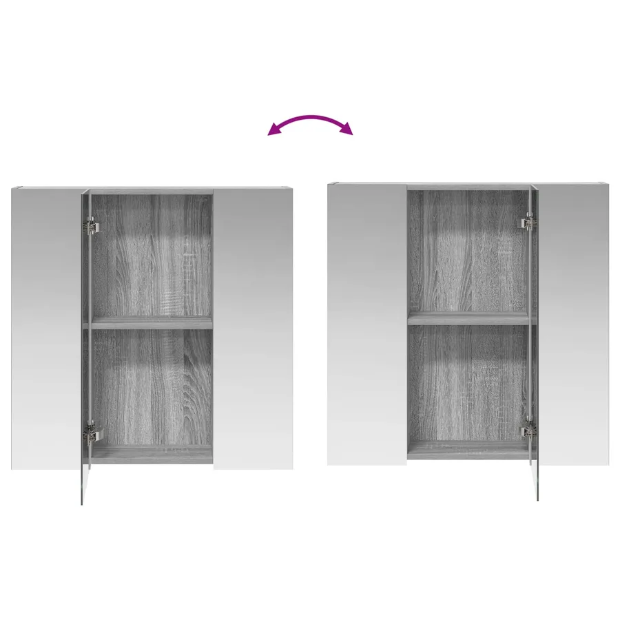 Armoire Miroir de Salle de Bain Gris Sonoma 70 x 14,5 x 70 cm - 10