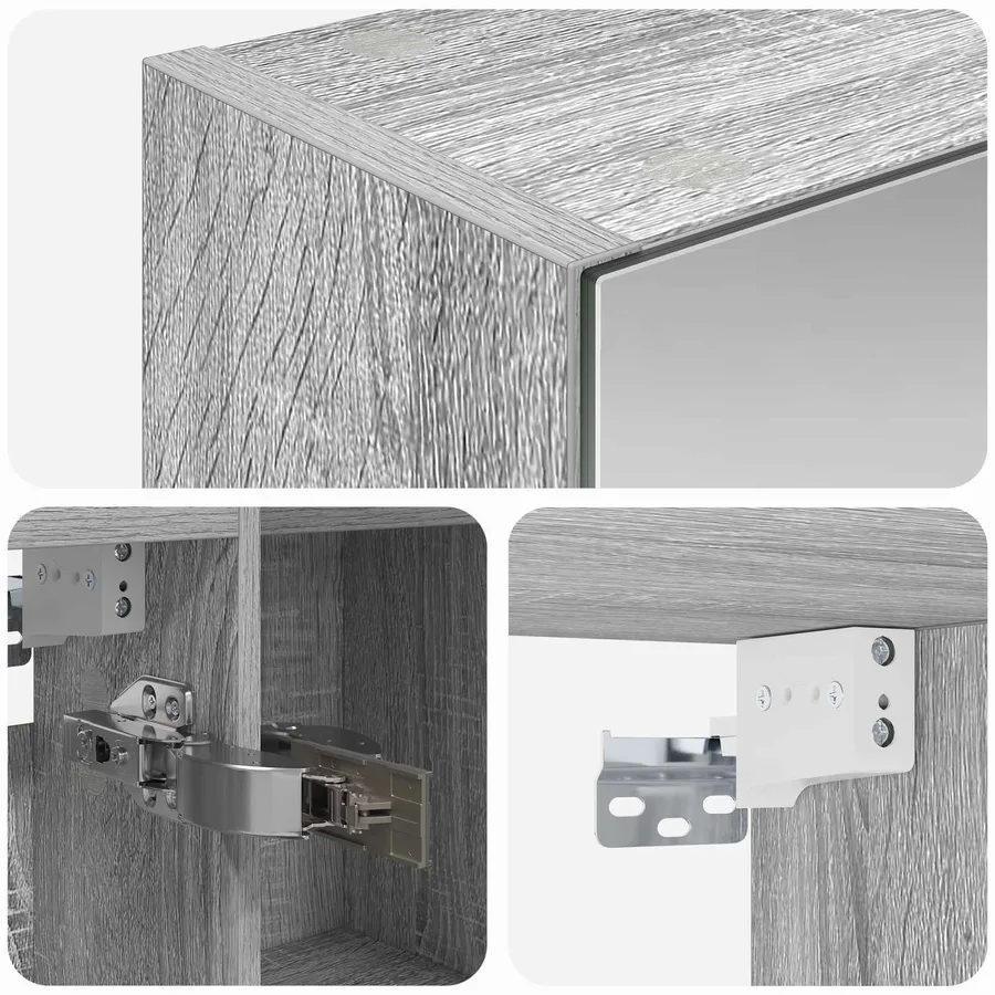 Armoire Miroir de Salle de Bain Gris Sonoma 70 x 14,5 x 70 cm - 9