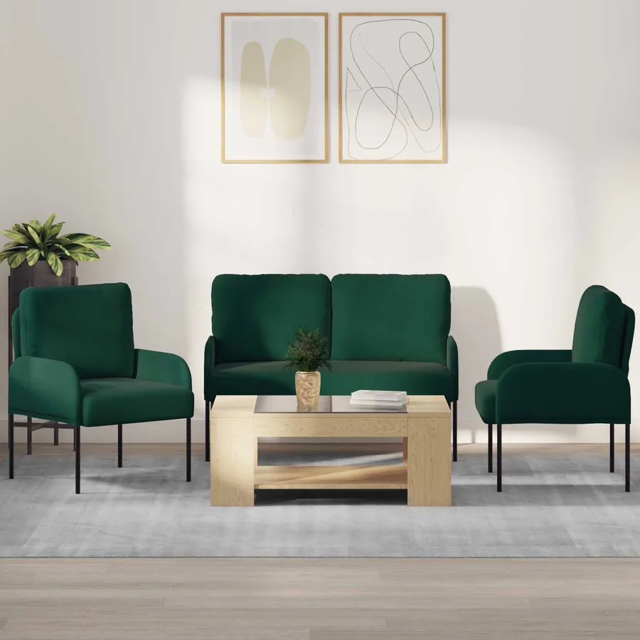 Ensembles de canapés 3 pcs Vert foncé 115 x 56 x 80 cm