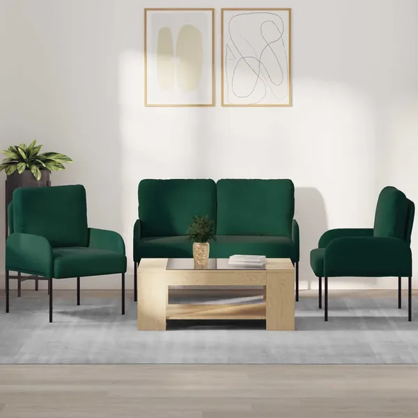 Ensembles de canapés 3 pcs Vert foncé 115 x 56 x 80 cm