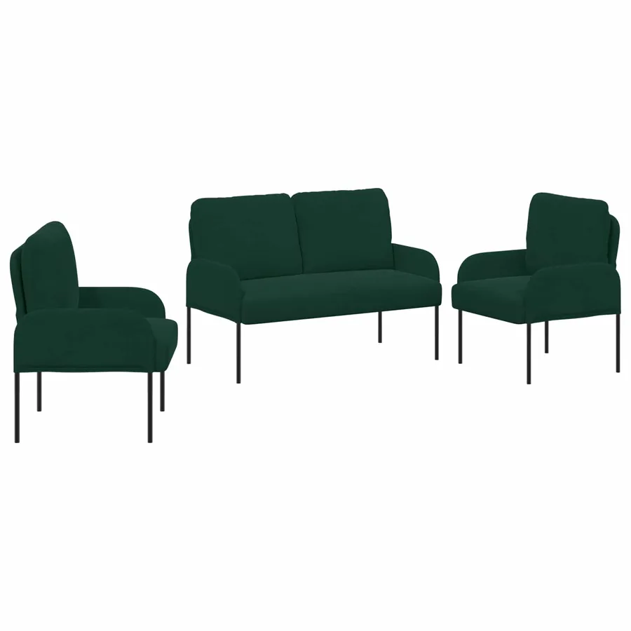 Ensembles de canapés 3 pcs Vert foncé 115 x 56 x 80 cm - 2