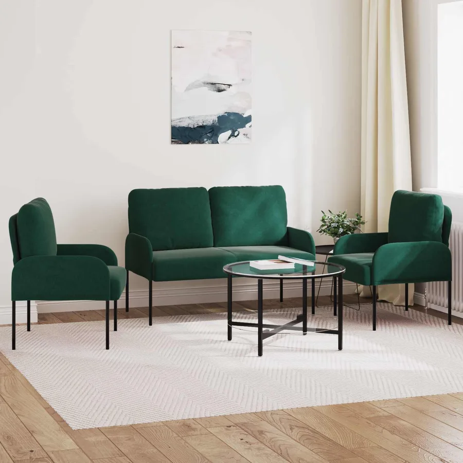 Ensembles de canapés 3 pcs Vert foncé 115 x 56 x 80 cm - 3