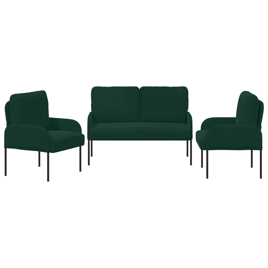 Ensembles de canapés 3 pcs Vert foncé 115 x 56 x 80 cm - 6
