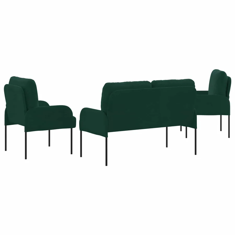 Ensembles de canapés 3 pcs Vert foncé 115 x 56 x 80 cm - 7