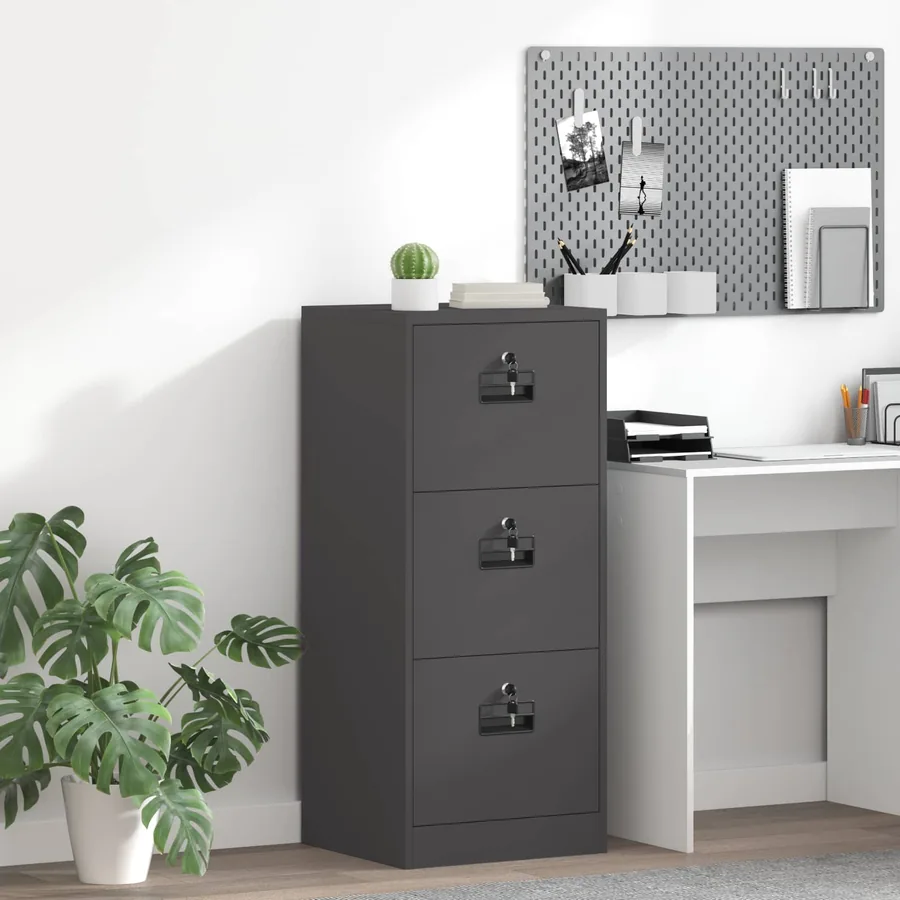 Cabinet de Dossier avec tiroir Noir 45,5 x 42 x 106,5 cm