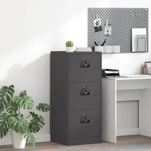 Cabinet de Dossier avec tiroir Noir 45,5 x 42 x 106,5 cm