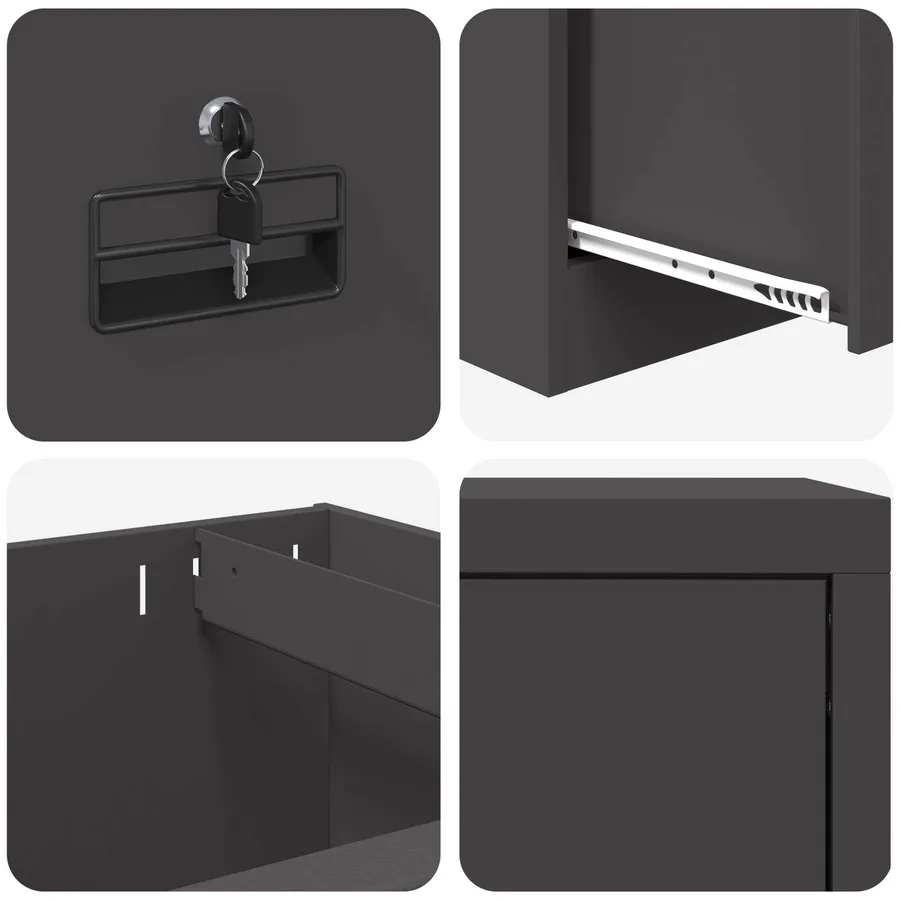 Cabinet de Dossier avec tiroir Noir 45,5 x 42 x 106,5 cm - 8
