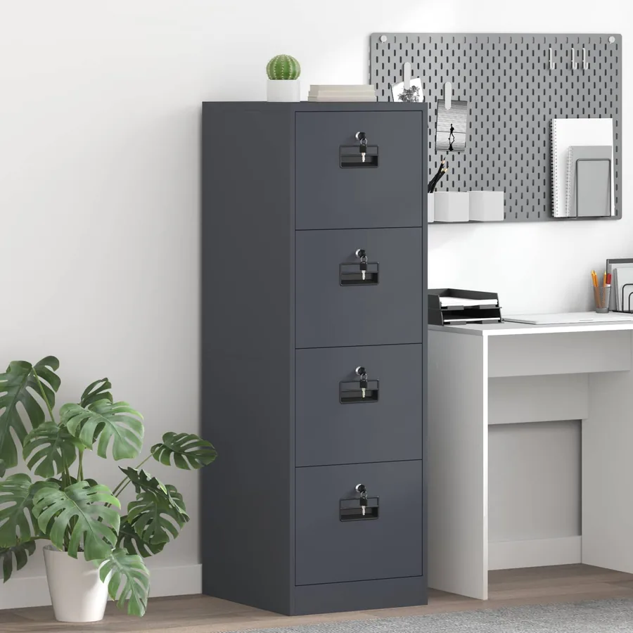 Cabinet de Dossier avec tiroir Anthracite 44 x 50 x 139 cm