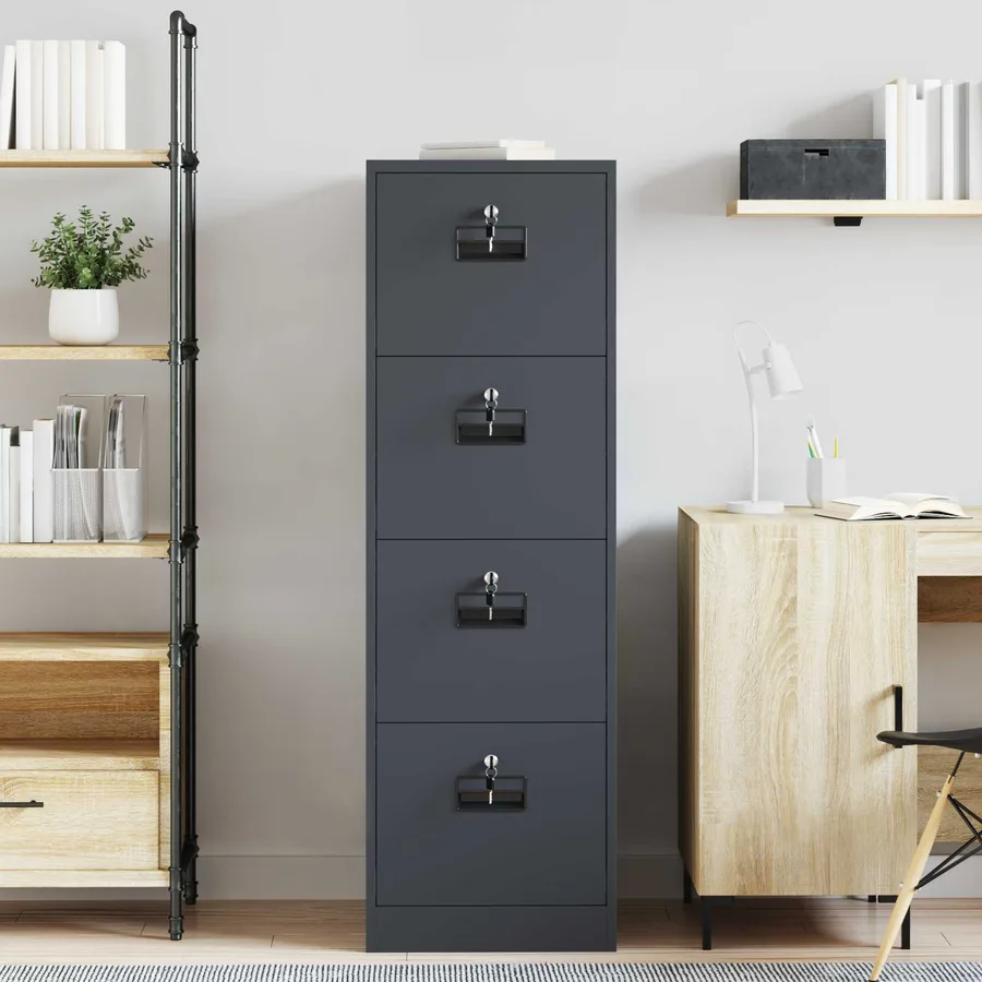 Cabinet de Dossier avec tiroir Anthracite 44 x 50 x 139 cm - 4