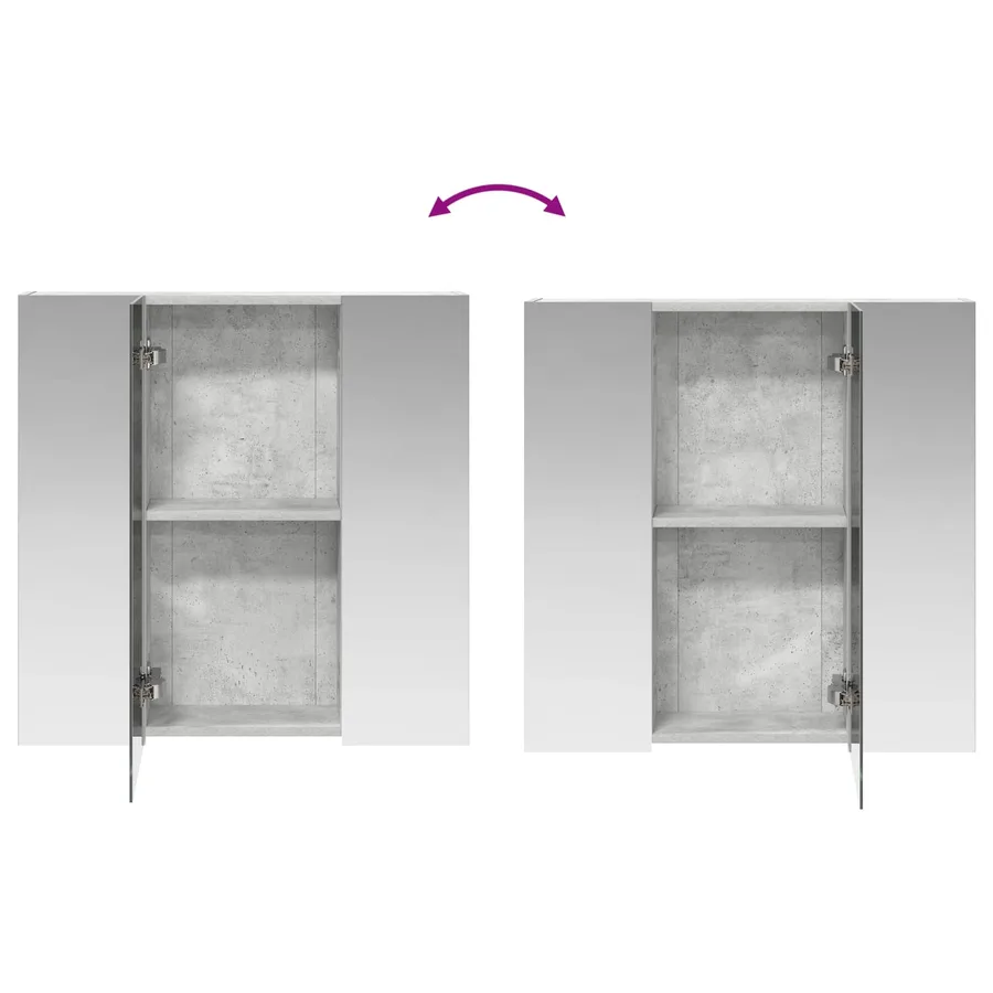 Armoire Miroir de Salle de Bain Gris béton 70 x 14,5 x 70 cm - 10