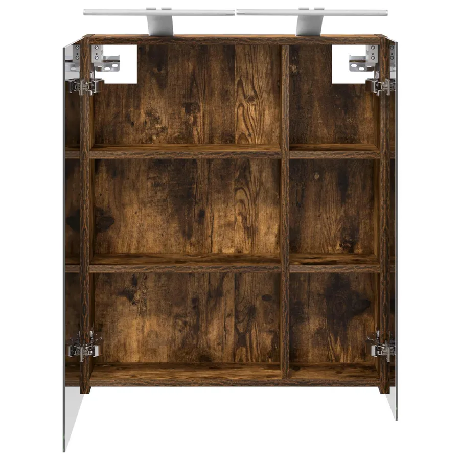 Armoire Miroir de Salle de Bain Chêne fumé 60 x 14,5 x 70 cm - 7