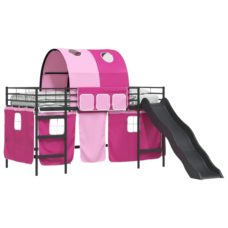 Lit mezzanine pour enfants Noir et rose 90 x 200 cm Métал - 2