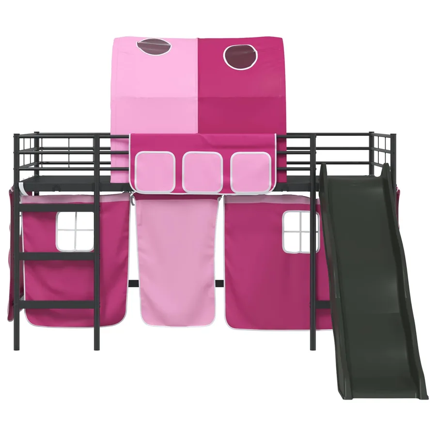 Lit mezzanine pour enfants Noir et rose 90 x 200 cm Métал - 6